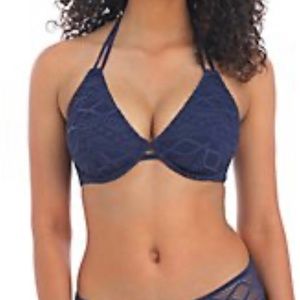 Freya Sundance Underwire Halter Swim Top (34F) Hipster Brief Swim Bottom (L)